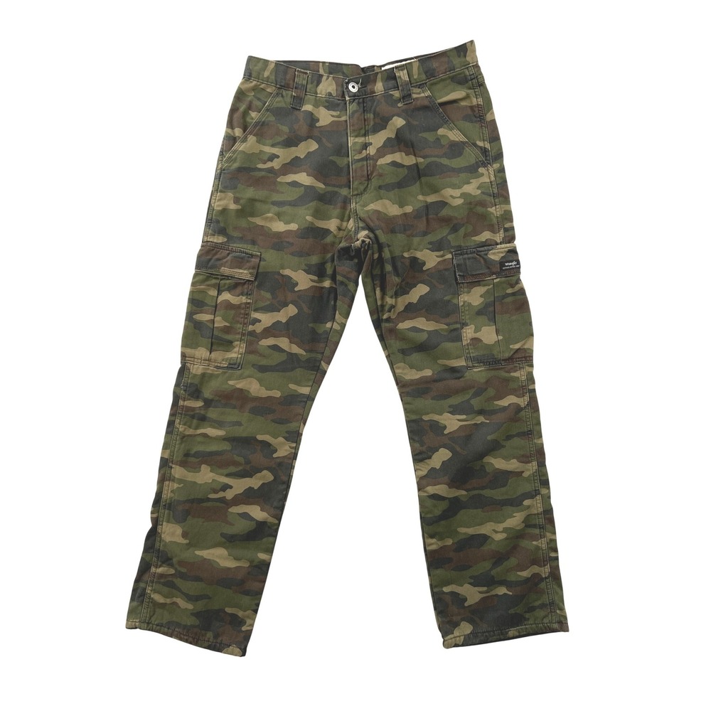 Wrangler Fleece Lined Camo Cargo Pants Men 30x30 Relaxed Fit Outdoor Workwear